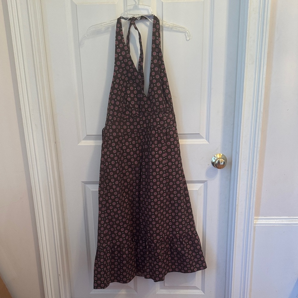 Halter Neck Dress with Pink Floral Pattern.  A-4